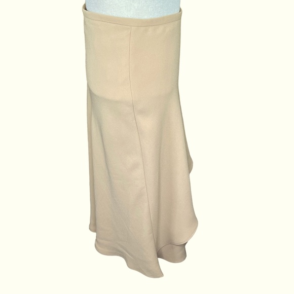 Lauren Ralph Lauren Crepe Tan Ruffle Front Faux Wrap Midi Skirt Oversize… - Picture 3 of 9